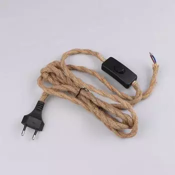 Европейская вилка скрученный пеньковый шнур питания ретро E27 цоколь лампы кабель 1,8 метра шнур выключатель для настенного светильника декор