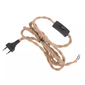 Европейская вилка скрученный пеньковый шнур питания ретро E27 цоколь лампы кабель 1,8 метра шнур выключатель для настенного светильника декор 1Pc