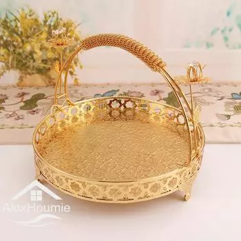 Европейская винтажная фруктовая тарелка, высококачественная круглая стеклянная тарелка для отеля, многослойная корзина для фруктов, модные креативные украшения для торта