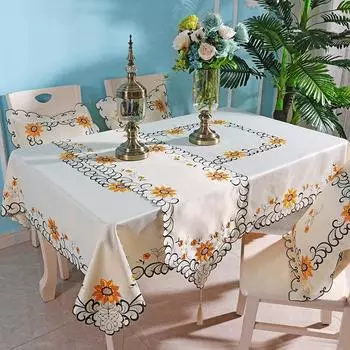 Европейская вышитая скатерть из полиэфирной ткани для домашнего прямоугольного обеденного стола, скатерть для стула, модная вышитая скатерть высокого класса 55*55cm