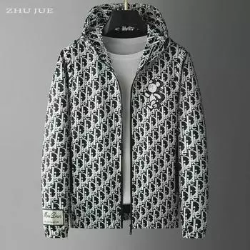 Европейская высококачественная мужская куртка с капюшоном и вышивкой - коллекция осень 2023 г. 4XL зелёный