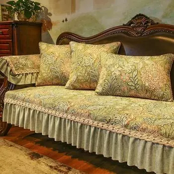 Европейская жаккардовая подушка для дивана, синельный L-образный чехол для дивана с подолом юбки, противоскользящий, износостойкий, наволочки для полотенец для дивана 60x60cm 1pcs