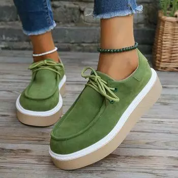 Европейские американские повседневные женские туфли на толстой подошве 2024 года, новые низкие туфли на шнуровке, модные спортивные туфли большого размера для женщин 36