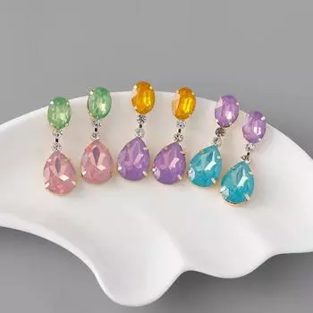 Европейские американские простые геометрические овальные серьги-гвоздики в форме капли для женщин Four Seasons Fashion Commuter Alloy Diamond Earrings синий