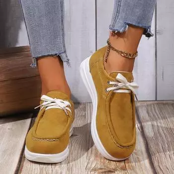 Европейские американские спортивные и развлекательные женские туфли 2024 года, осень, новые женские туфли на толстой подошве с плоским дном Zapatos Mujer 36 чёрный