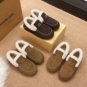 Европейские большие головы уродливые милые хлебные туфли женские плюшевые утолщенные пушистые туфли Boken туфли с одной педалью Doudou туфли зимние сапоги 35 жёлтый