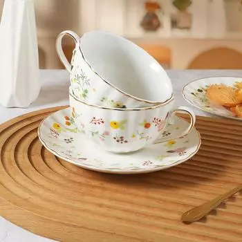 Европейские цветочные кофейные чашки, изысканный пасторальный свет, роскошная керамика, домашний послеобеденный чайный сервиз зелёный