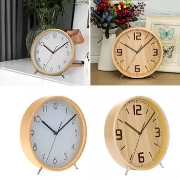 Европейские деревянные аналоговые настольные часы декоративные часы легко читаемые тихие настольные часы на батарейках для спальни дома 4