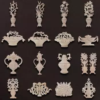 Европейские деревянные аппликации накладки декоративные деревянные наклейки для мебели резьба украшения стены двери корпусная мебель домашний декор