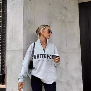 Европейские и американские 2024 осень-зима простые принтованные футболки толстовки мужские и женские новые повседневные и универсальные принтованные толстовки с длинными рукавами на молнии S серый