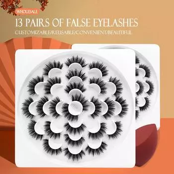 Европейские и американские 6d химические волокнистые накладные ресницы 13 пар многослойные трехмерные плотные натуральные перекрестно пересаженные ресницы C1301