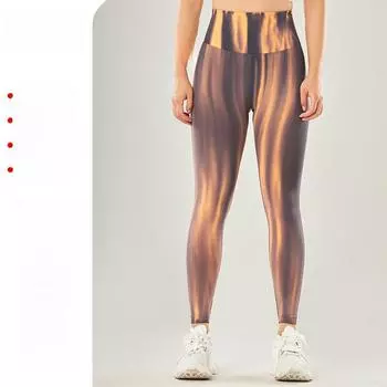 Европейские и американские бесшовные брюки для йоги с высокой талией и принтом тай-дай Peach-Lift Small