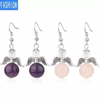 Европейские и американские безделушки Крылья ангела из натуральных кристаллов Европейские и американские серьги Осенние и зимние женские серьги Каай brown sand