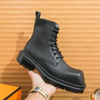 Европейские и американские ботинки Мартин большого размера мужские осенние высокие повседневные британские ботинки-локомотивы ретро трендовый бренд увеличивающие рост кожаные бо 38