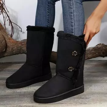 Европейские и американские ботинки средней длины 2024 года, зимние новые замшевые короткие плюшевые туфли на платформе для отдыха на открытом воздухе из хлопка Zapatos De Mujer 36 коричневый