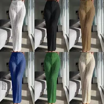 Европейские и американские брюки для пляжного отдыха на шнуровке с защитой от солнца и тканым ажурным дизайном Small