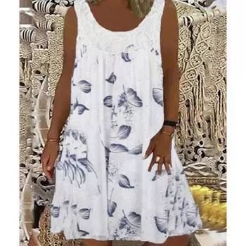 Европейские и американские дамы без бретелек, свободное платье, кружевное повседневное платье S