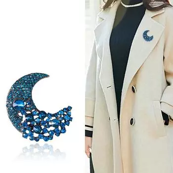 Европейские и американские дамы сплав брошь костюм пальто мода искусственный горный хрусталь луна корсаж булавка ювелирные изделия