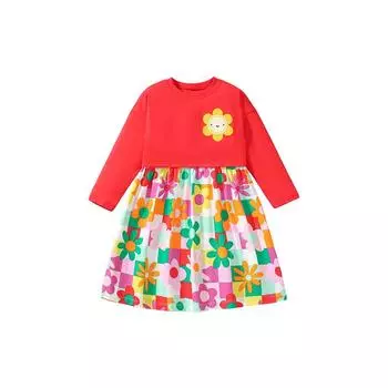 Европейские и американские девушки платье осень с длинным рукавом детская юбка милая юбка для девочек-цветочниц 110 красный