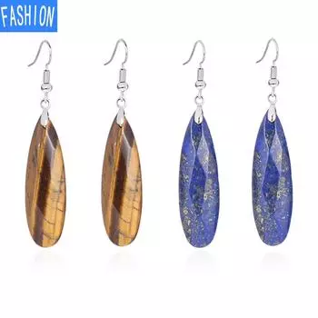 Европейские и американские длинные капли воды, натуральные кристаллы, энергия вулканической породы, серьги-подвески, серьги с темпераментом tiger eye