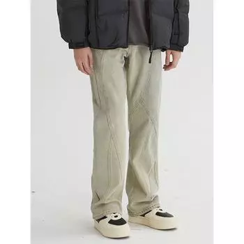 Европейские и американские джинсы с ретро-стежкой в стиле Vibe, мужские прямые свободные уличные брюки Sense Niche Fried Street S