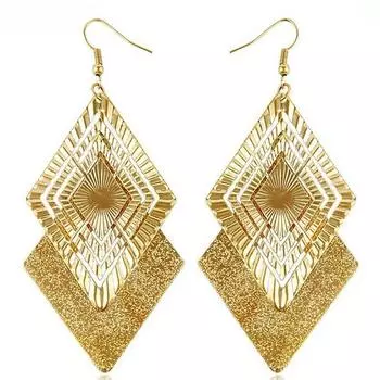 Европейские и американские геометрические полые женские многоуровневые ромбовидные дикие матовые серьги для девочек модные ювелирные изделия аксессуары золотой