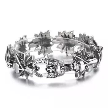 Европейские и американские индивидуальные браслеты с крестообразной застежкой в стиле ретро, властные мужские браслеты из титановой стали с восемью волчьими головами