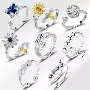 Европейские и американские кольца, вращающиеся кольца в виде цветов и бабочек, наборы колец. adjustable