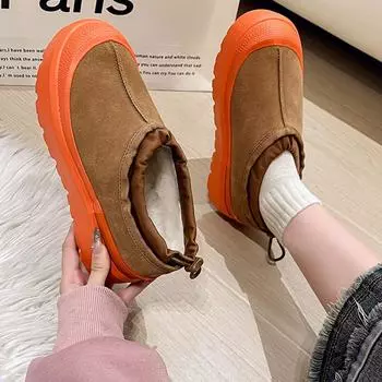 Европейские и американские короткие зимние ботинки 2024 года, новые водонепроницаемые и с высокой посадкой, модные повседневные туфли из хлопка с плоской подошвой 35 чёрный