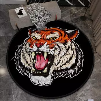 Европейские и американские ковры с животными и цветами, современные напольные коврики в этническом стиле, круглые коврики с тигром, круглые ковры для гостиной и спальни Diameter 60cm