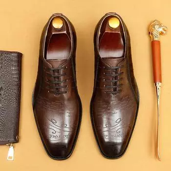 Европейские и американские кожаные туфли мужские первый слой коровьей кожи ретро крокодиловый узор оксфорды деловые туфли для жениха свадебные туфли 41