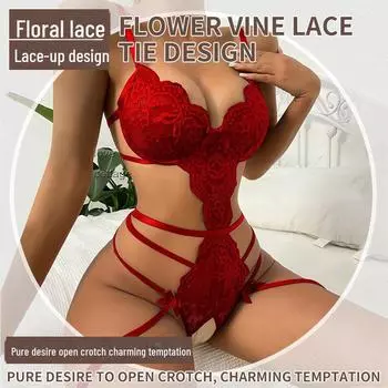 Европейские и американские кружевные прозрачные сексуальные комбинезоны и пижамы из женского белья L