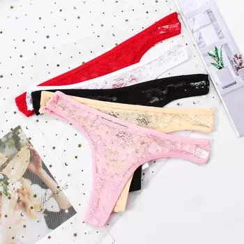 Европейские и американские кружевные стринги: Сексуальное, с заниженной талией, соблазнительное и дышащее хлопковое нижнее белье для женщин L белый