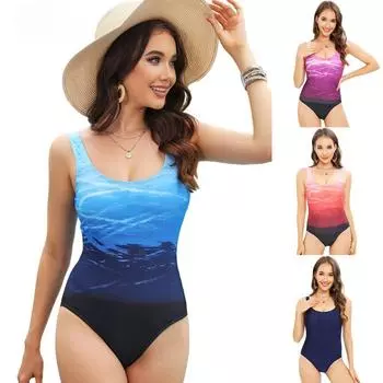 Европейские и американские купальники сексуальные женские облегающие плавные переходы цвета слитные бикини с застежкой-молнией сзади S чёрный