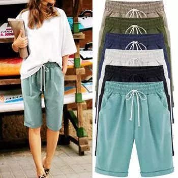 Европейские и американские летние повседневные брюки женские шорты большого размера свободные женские брюки 5XL темно-синий