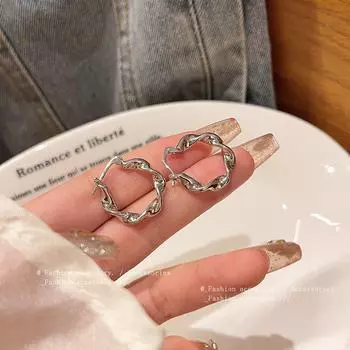 Европейские и американские металлические серьги неправильной формы для женщин - игла из серебра 925 пробы, стиль Niche A1612 серебряный