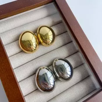 Европейские и американские минималистские нишевые гладкие овальные серьги в форме гусиного яйца, высококачественные нерегулярные серьги для женщин