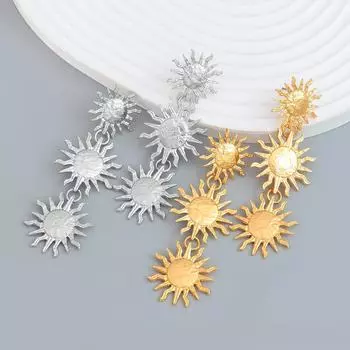 «Европейские и американские многослойные металлические серьги-подсолнухи для женщин» золотой