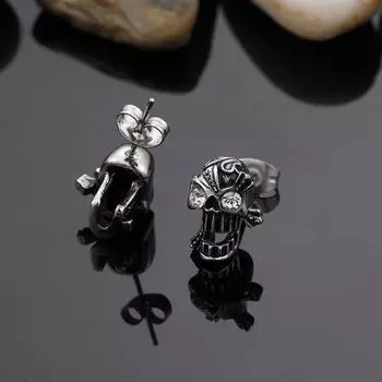 Европейские и американские модные мужские серьги с инкрустацией черепа и титановой стали