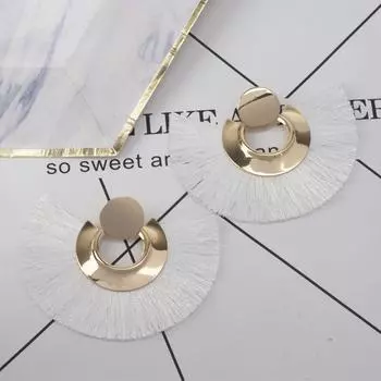 Европейские и американские модные серьги из сплава с веерообразным бахромой в стиле бохо-тренд