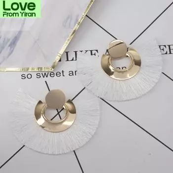 Европейские и американские модные серьги из сплава с веерообразным кольцом и бахромой в стиле бохо