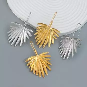 Европейские и американские модные серьги из сплава с цветами и листьями золотой