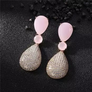Европейские и американские модные серьги-капли для женщин с кубическим цирконием, роскошные дизайнерские серьги-капельки, эффектные свадебные подвески