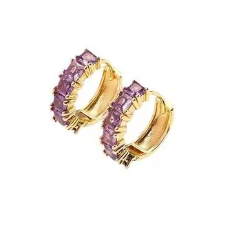 Европейские и американские модные серьги с микро-инкрустацией квадратным цирконом, геометрической С-образной пряжкой для ушей, медным темпераментом, простыми универсальными серьгами для женщин белый