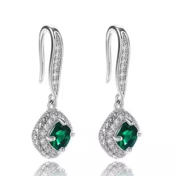 Европейские и американские модные серьги с квадратным цирконием и бриллиантами синий