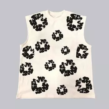 Европейские и американские модные тенденции, безрукавка с принтом из пеноматериала, жилет, уличный стиль хип-хоп, мужской и женский свитер, повседневный топ 2000 года S чёрный