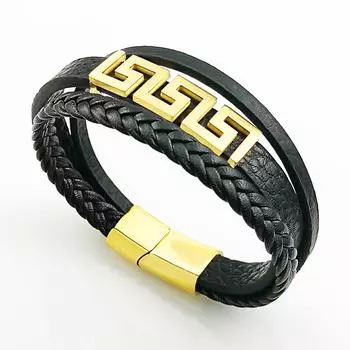 Европейские и американские модные тенденции мужской кожаный браслет модный простой и универсальный многослойный плетеный мужской браслет из нержавеющей стали