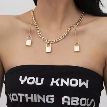 Европейские и американские модные украшения с простой индивидуальностью в стиле панк-мода ожерелье с подвеской в виде замка и кисточкой из сплава на ключице