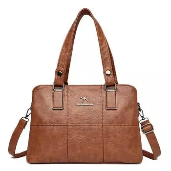 Европейские и американские модные уличные ретро женские сумки большая вместительная сумка-тоут однотонная повседневная женская сумка через плечо