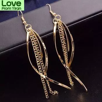 Европейские и американские модные женские длинные серьги-капли с кисточками, золотые серьги-цепочки с винтажным серебряным цветом, длинные серьги для женщин золотой